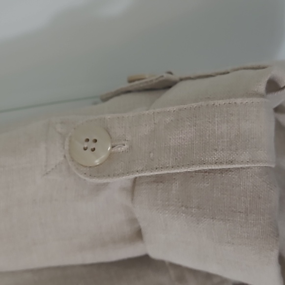 CHARTER Club 100% Linen Button Down Roll Tab Sleeve Shirt Jacket - Cream Size L - Picture 3 of 9